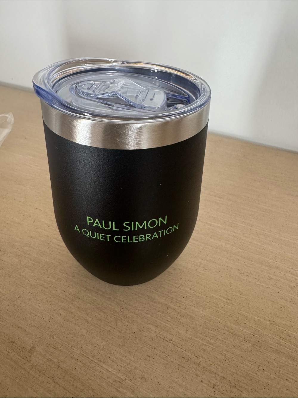 Black Insulated Wine Tumbler with Green Logo
